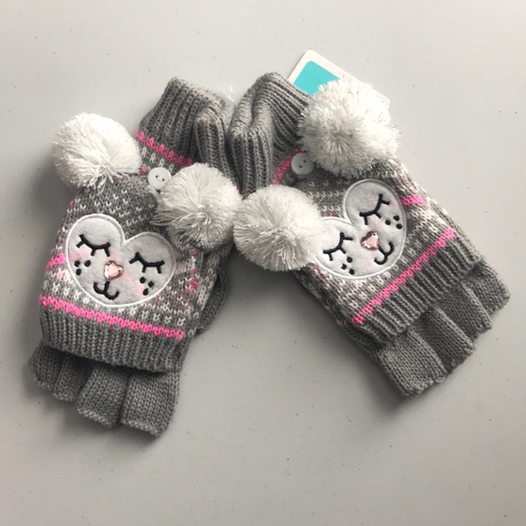 Other - Girls Knit Critter Fingerless Convertible Gloves
